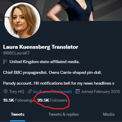 NormalIslandNws's tweet image. HUGE NEWS: The BBC have told me that if I hit 100k followers this week, I can officially take over as BBC political editor. I can become the REAL Laura Kuenssberg. 😭😭😭 I'm so excited, I could pee myself! Please make this happen x