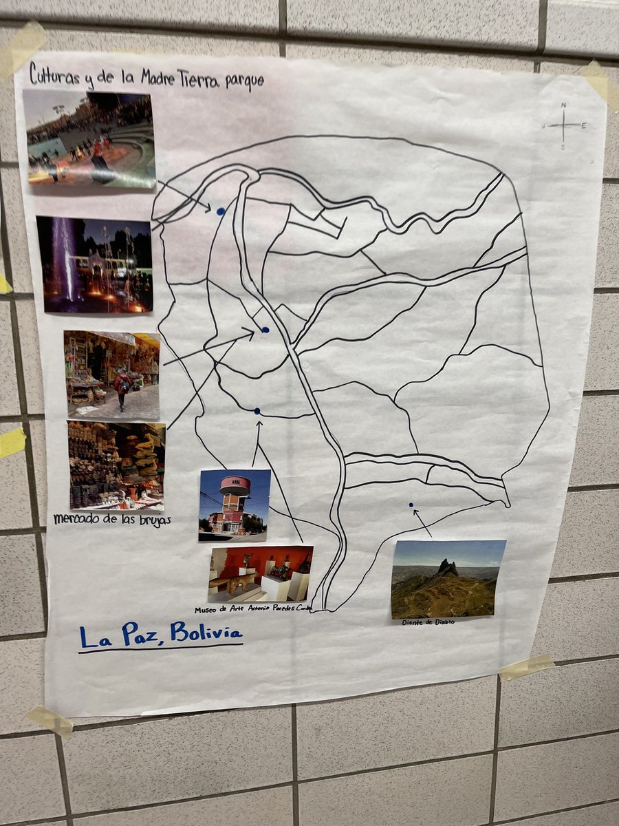 KennedyKoe2's tweet photo. The students “visited” a Spanish-speaking capital city last week. They created a map of the city with streets and at least 3 places they wanted to visit with photos. So many benefits in one project! @BJKURTZ @Junko_Yamamoto @srucoe #interpersonal #presentational #studentteaching https://t.co/FRnEDElqrV