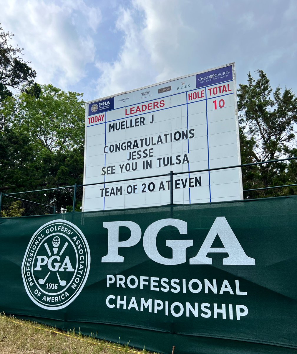 It’s Mueller Time! The @SWSectionPGA’s Jesse Mueller is your 2022 @PGA Professional Champion, winning by an impressive five shots at -10. He’ll lead the Team of 20 PGA Members who punched a ticket at @OmniBartonCreek to the @PGAChampionship next month! #PGAProChamp