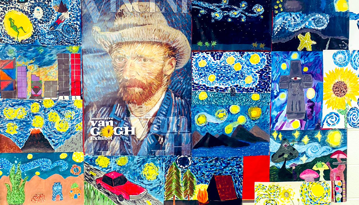 @TejasSOC students created a unique interpretation of Vincent Van Gogh’s Starry Night.🎨🌃🌟Great job Broncos!🤩@YISDFineArts