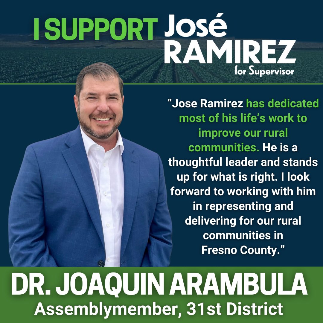 ramirez4supe's tweet photo. Thank you Assemblymember Dr. Joaquin Arámbula, I am honored and humbled by your support! #ramirez4supervisor #fresnocounty https://t.co/14cuxt91KN