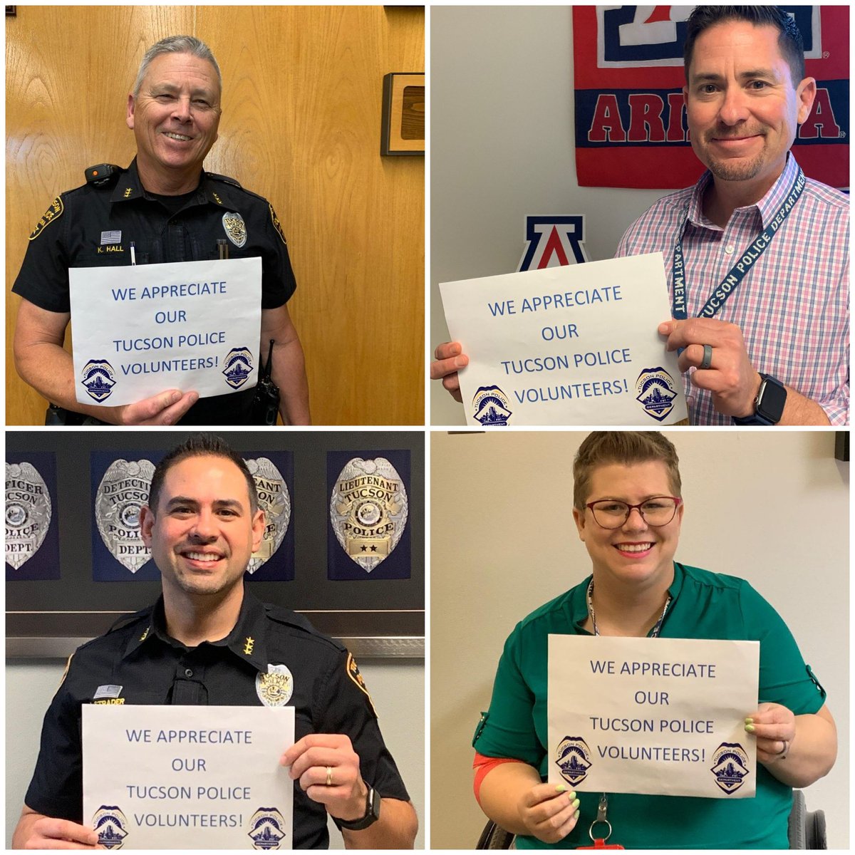 #NationalVolunteerWeek . Thank you to our <a href="/TpdVolunteers/">Tucson Police Volunteers</a>. 💙