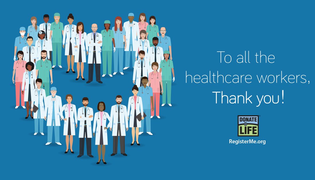 It takes an incredible network of people to make donation & transplantation possible. To all the healthcare heroes working tirelessly to save lives through organ, eye & tissue donation and transplantation - Day 5 of #BlueGreenSpiritWeek is about thanking YOU! 💙💚 #DonateLife