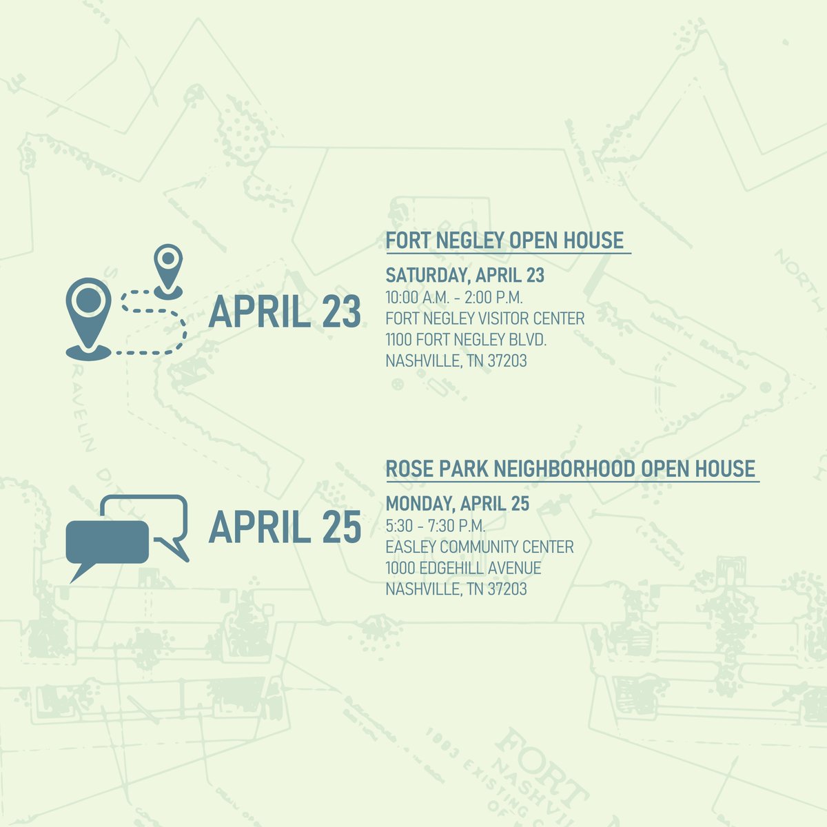 Please join Metro Parks for the second round of community meetings for the Fort Negley Master Plan. The design team will share feedback the public provided during the first round of meetings last fall and show a master plan concept based off that feedback.