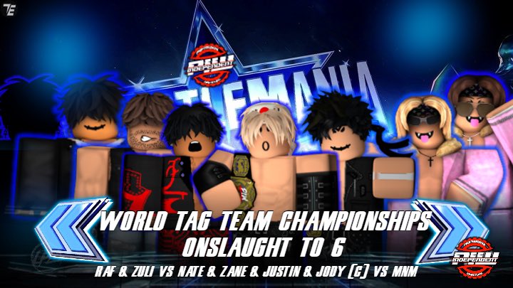 PIJWRBLX's tweet photo. โญ๏ธPIW Mania 1โญ๏ธ
@OpticalxJody & #JustinBattle Defend their World Tag Team Titles in a Onslaught against 3 Other Teams
Jody & Justin have been unstoppable and are the current longest reigning tag team champions and have been undefeated in tag action
Will this be their end? https://t.co/dImN1ENX1P