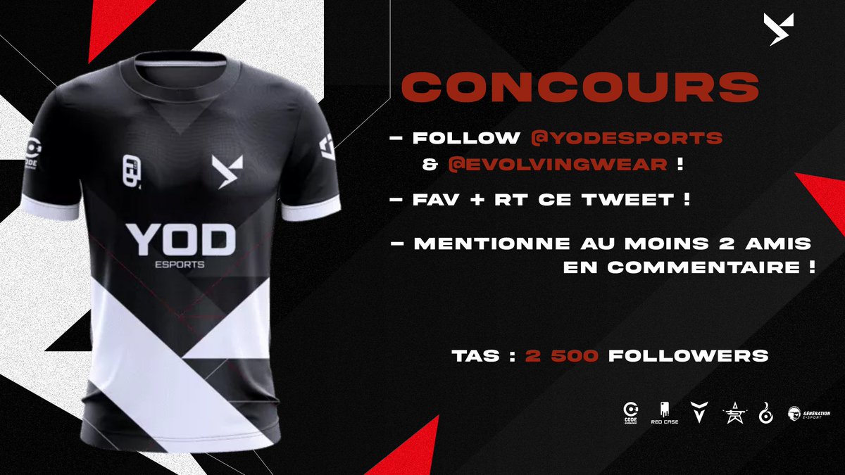 YoDeSports's tweet image. 🎁 [#Concours]

Tente de gagner le #Jersey YoD eSports ! 🔥🎉

- Follow @YoDeSports &amp;amp; @evolvingwear
- FAV + RT ce tweet
- Mentionne au moins deux amis dans les commentaires
~

TAS (Tirage au sort) : À 2500 Followers.

#JeuConcours #Giveaway 
#YoDFamily ⚡