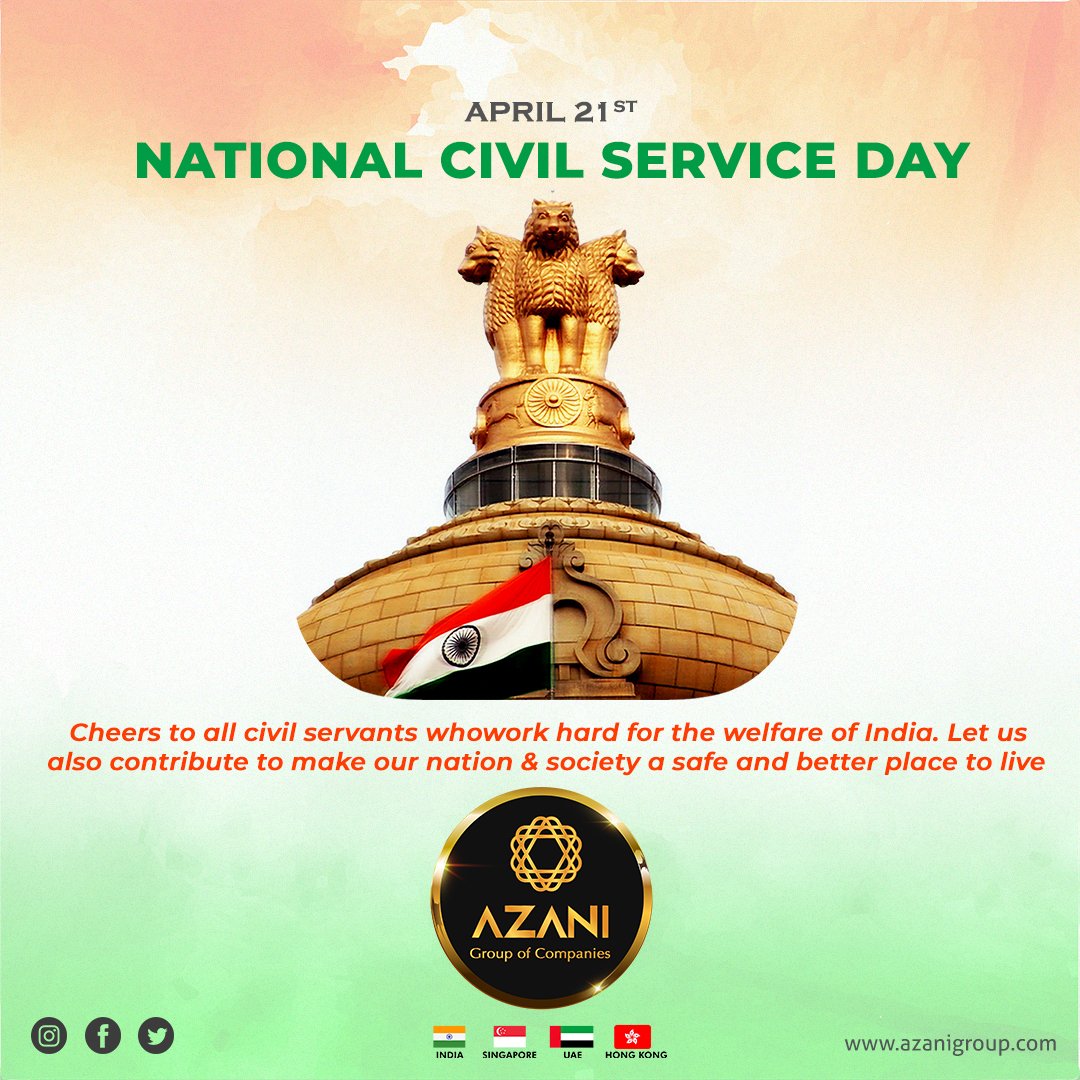 azanigroup's tweet photo. National Civil Services Day is celebrated to mark the efforts of the civil servants working tirelessly and relentlessly in different departments and organizations in order to ensure that the administrative machinery works smoothly. 

#NationalCivilServicesDay #India #AzaniGroup https://t.co/uC5cgxSd8a