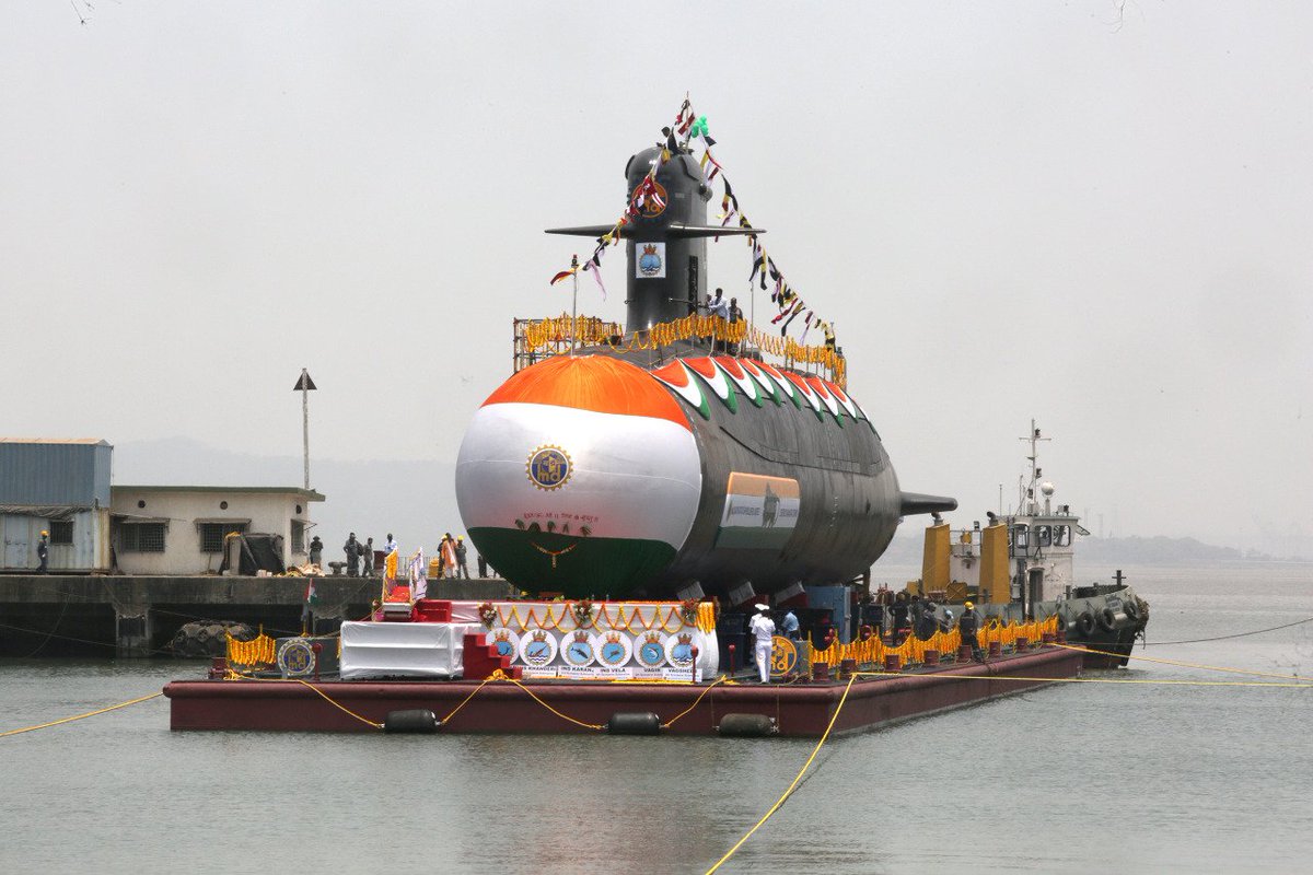 DefenceSap's tweet photo. #INSVagsheer 
The 6th &amp; last submarine of #IndianNavy’s Project – 75 named ‘Vagsheer’, was launched on 20th Apr 2022.
#AatmaNirbharBharat
@makeinindia https://t.co/LyqO4LcGaS