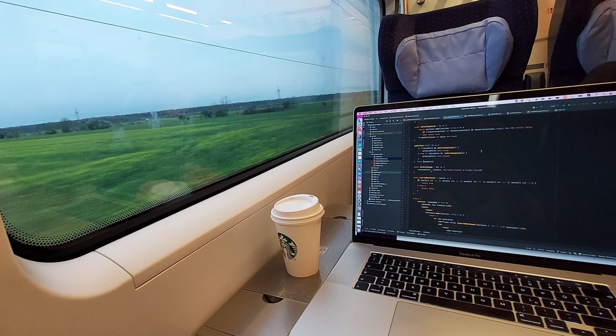 Coffee, code, and a long train trip ❤️