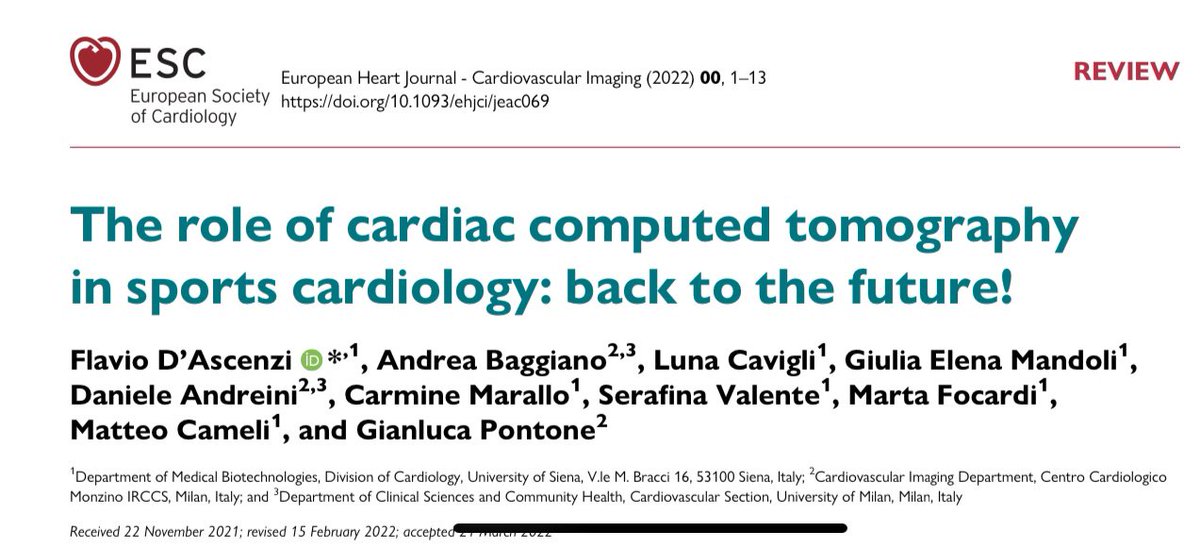 denisamuraru's tweet image. Beautiful review on the value of #WhyCCT in #sport cardiology in #EHJCVI by @FlavioDascenzi @gpontone1 @Matte_Cameli @DrGEMandoli @AndreBaggi

doi.org/10.1093/ehjci/…

@ESC_Journals @GeraldMaurer @EACVIPresident