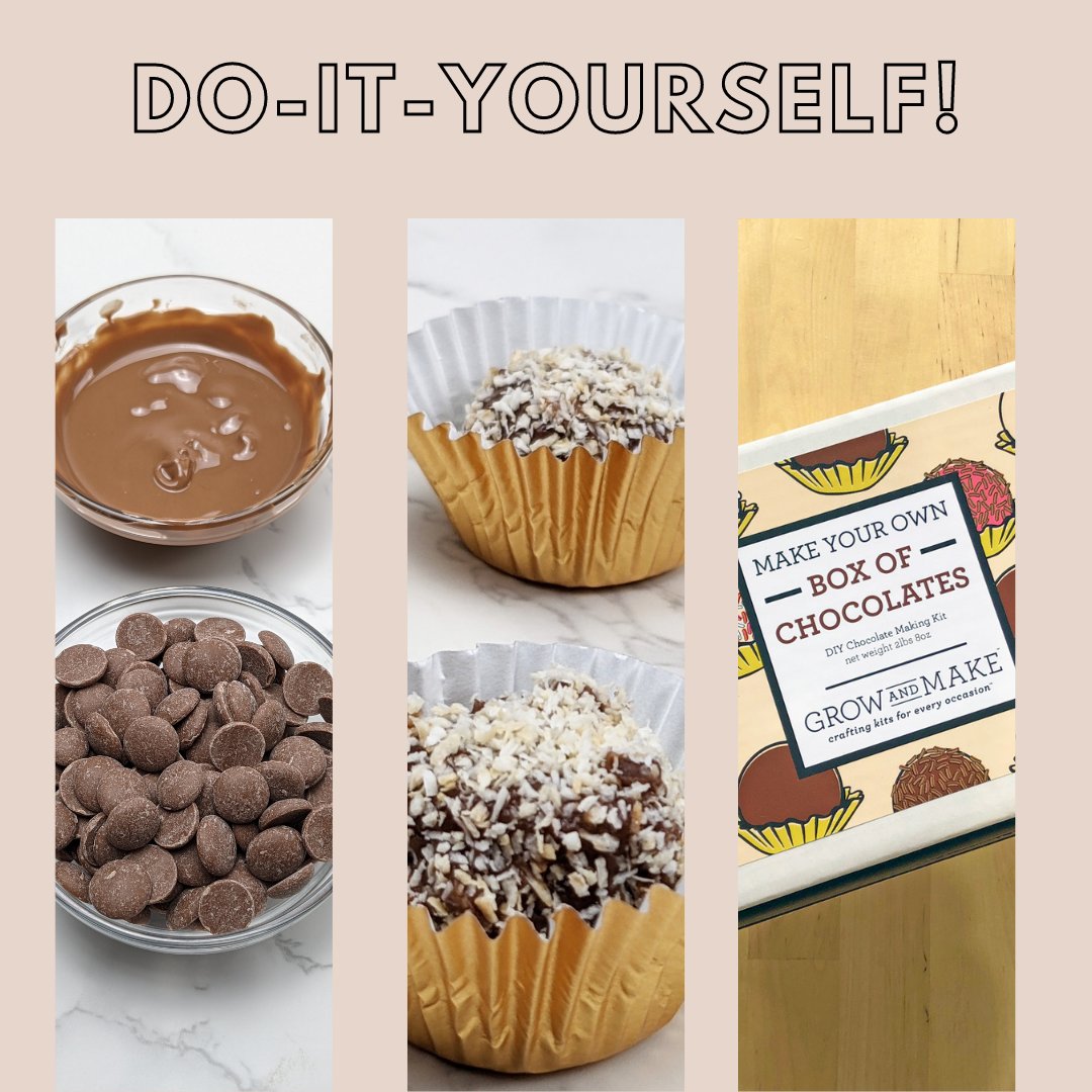 GrowAndMake's tweet image. AVAILABLE NOW! 😍🍫

Create your own delightful box of chocolates with our most delicious kit yet! 💕 Use silicone molds and pastry bags to fill and form your chocolates. Mix flavors and decorate each chocolate to match. 

Try four different kinds of chocolat!🍫💕
