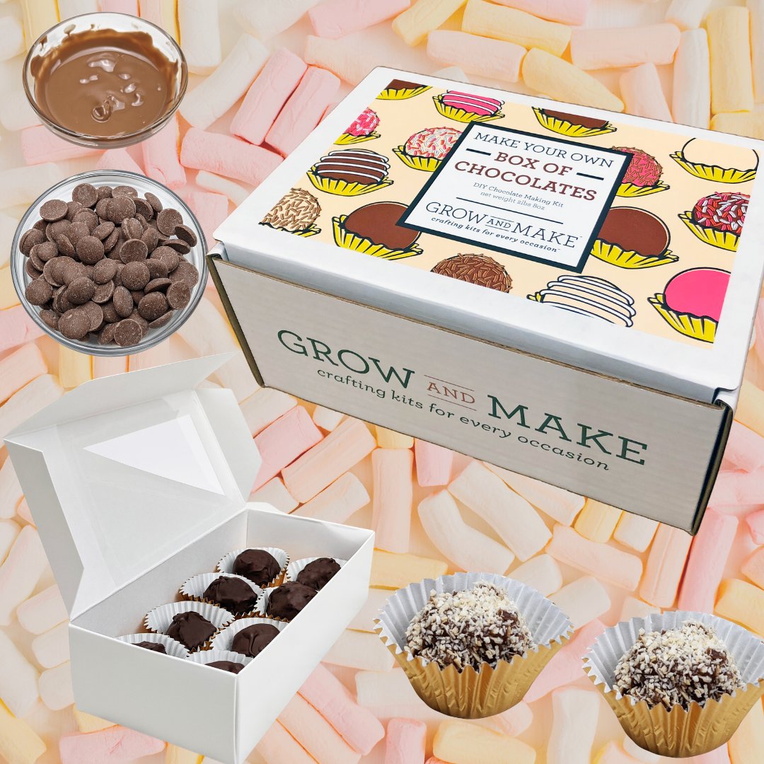 GrowAndMake's tweet image. AVAILABLE NOW! 😍🍫

Create your own delightful box of chocolates with our most delicious kit yet! 💕 Use silicone molds and pastry bags to fill and form your chocolates. Mix flavors and decorate each chocolate to match. 

Try four different kinds of chocolat!🍫💕