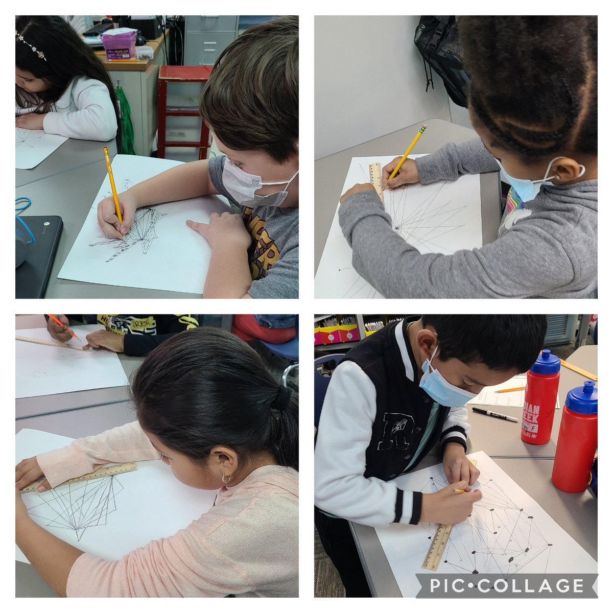 Briggs_Ms's tweet photo. Using points, lines, and line segments to create a geometric star. Math + art = fun practice #ic2122 https://t.co/EIabaliaEW