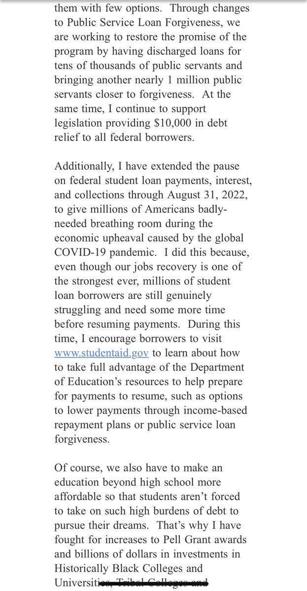 ResiliencyGuy's tweet photo. Thanks @POTUS for the letter, and some positive steps, however let’s just #CancelStudentDebt #cancelallstudentdebt #cancelstudentdebtatRetirement @SenSchumer @SpeakerPelosi @DebtCrisisOrg #dems22 #retainthehouse #keepthesenate https://t.co/fWf4LKDQgK