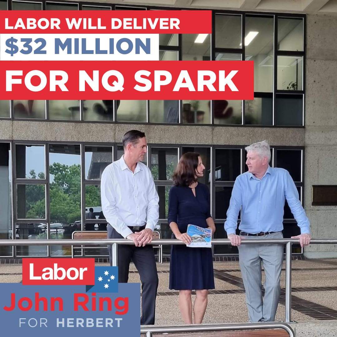 LaborRing's tweet photo. Today @BOConnorMP and I announced that an @AlboMP Labor Govt will put $32mil into NQ Spark. A project that brings industry, military, @jcu and the @TSVCouncil together to create a simulation training space the likes of which haven't been seen in Australia.  

#auspol #ausvotes https://t.co/02MXjaXrCs