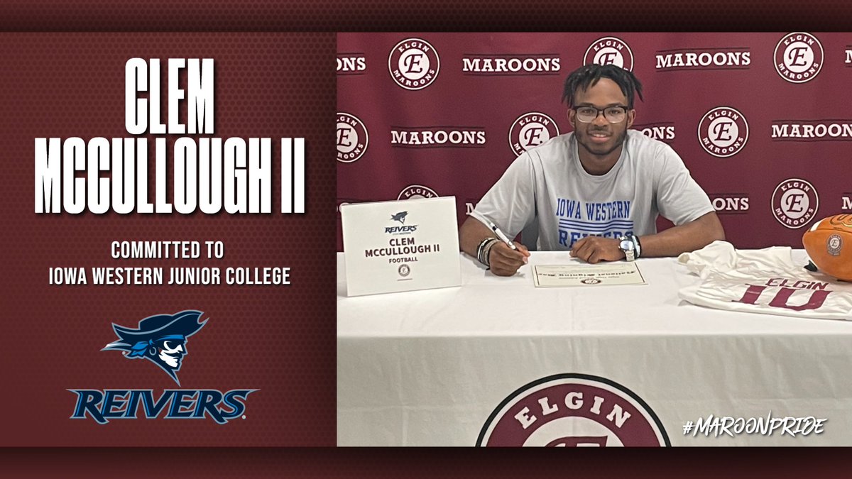 EHS celebrates with Clem McCullough II on his decision to continue his education and athletic career playing football at Iowa Western Junior College. #maroonpride #maroonstrong <a href="/IowaWesternCC/">Iowa Western</a>