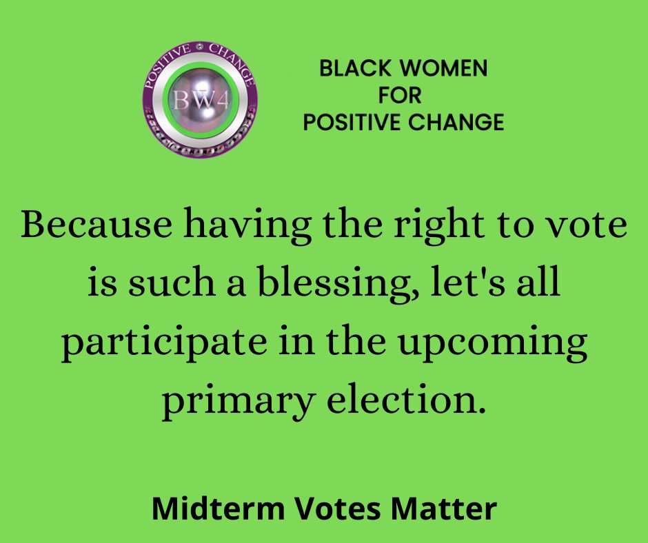 BkWomen4poscha4's tweet photo. #BlackWomenForPositiveChange #BW4PC #Vote #PrimaryElections #MidtermVotesMatter #RegisterToVote #Votorcade

May 3rd- Indiana &amp; Ohio
May 10th- Nebraska &amp; West Virginia
May 17th- Idaho, Kentucky, North Carolina, Oregon, &amp; Pennsylvania
May 24th- Alabama, Arkansas, &amp; Georgia https://t.co/kJv7ng8uLn