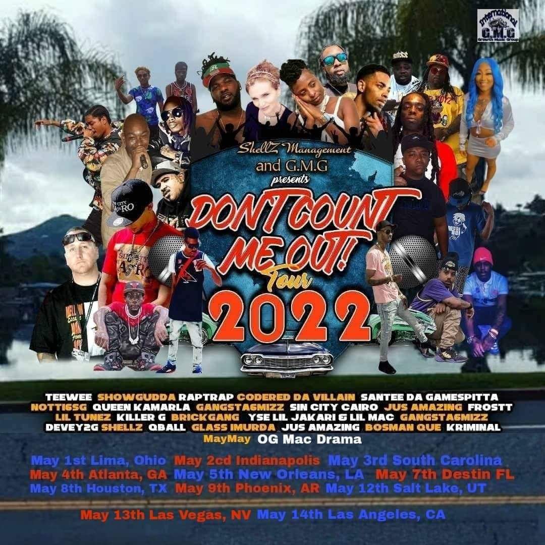 sbug926's tweet photo. Parental discretion advised FB
Don't Count Me Out Tour may 1st thru 14th๐ฅ๐ฅ
#Koolboy #KillaGMG7414ย ย #RapidFireย #shellhighย #music #JusAmazing #Gbones274ย ย #Gangsta6mizz #dcmo22 #frosTTย #Kriminal1503ย #KMO #QueenKamarla #codereddavillainย #Raptrap22ย #OGMackDrama1017 https://t.co/RAQaioWjJF