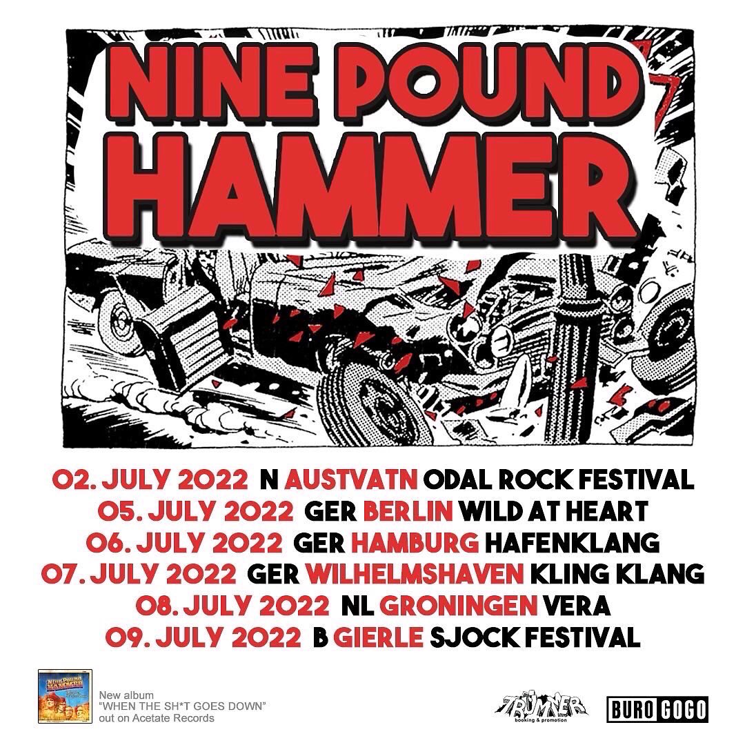 nashville_pussy's tweet photo. Catch Blaine in Europe with Nine Pound Hammer!!! Witness the return of the Kentucky country punk legends!
NINE POUND HAMMER EUROPEAN TOUR 2022!!
https://t.co/IMoi2CKVW2
@9Lbhammerband #ninepoundhammer @Sjockfest #rootsandrosesfestival #odalrockfestival #wildatheartberlin https://t.co/jxhixlWQCA
