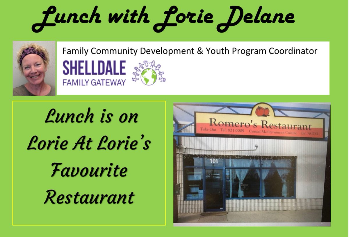 ShelldaleFG's tweet photo. It's an invitation to have Lunch with Lorie! Enjoy lunch with Lorie Delane, our Youth &amp; Community Coordinator, at her favourite restaurant - Romero's! Place your bid TODAY! https://t.co/NIL1e9x8GU https://t.co/Ghd7BEmTaq