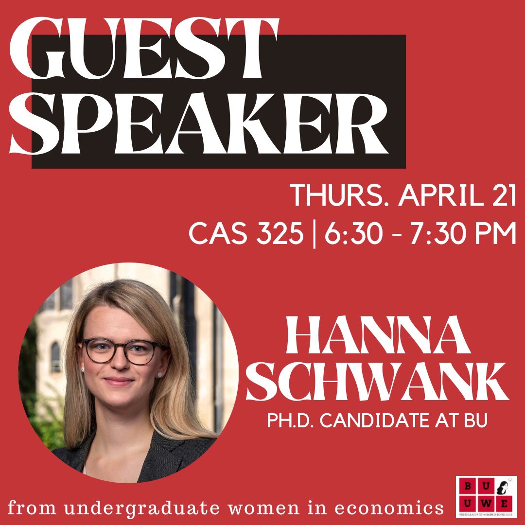 BostonU_UWE's tweet photo. We are thrilled to host our guest speaker @hanna_schwank tomorrow! Please join us in CAS 325 at 6:30PM. https://t.co/ZbMpkXBhxs