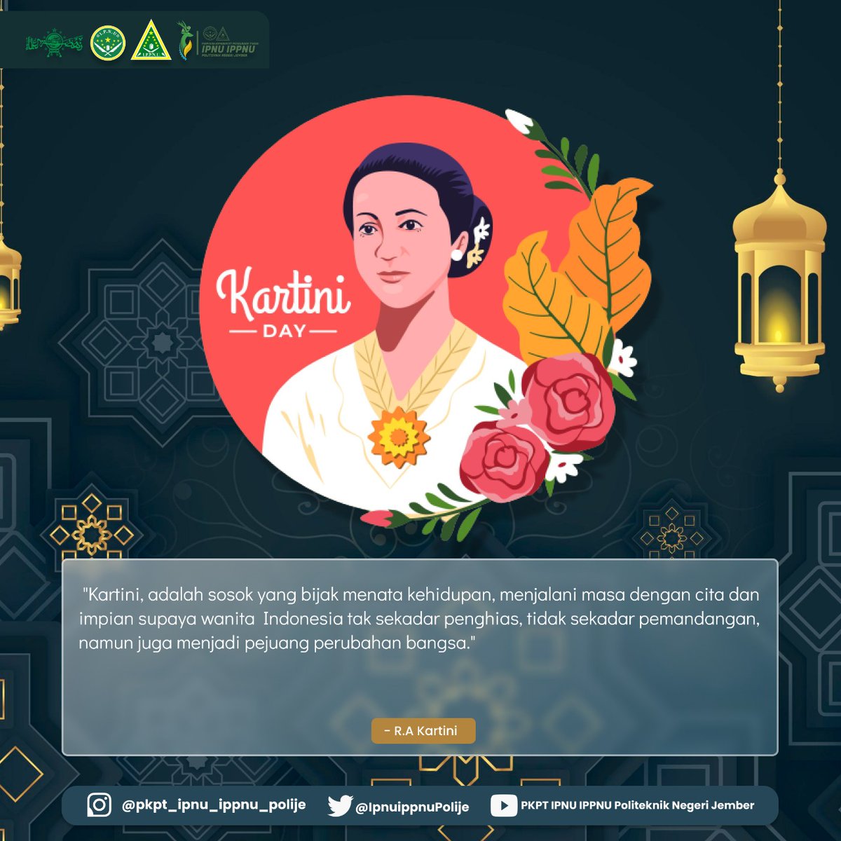 IpnuippnuPolije's tweet photo. "Selamat Hari Kartini"

Selamat hari Kartini 21 April 2022 Para perempuan Indonesia, mari kita buat perubahan. Wanita kuat dan tangguh.
Belajarlah mencintai diri sendiri dan menjadi lebih baik dari sekarang. https://t.co/gaVpceE5Wo