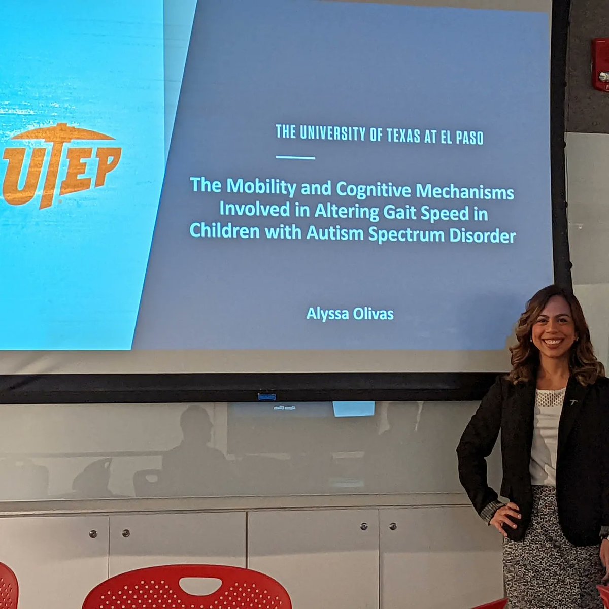 We are happy to announce that our PhD Student, Alyssa Olivas, successfully defended her Dissertation titled: The Mobility and Cognitive Mechanisms in Altering Gait Speed in Children with Autism Spectrum Disorder

Congratulations Dr. Olivas!!!!!!