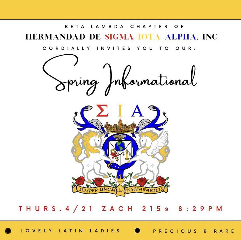 ALWAYS LOVELY 
SOMETIMES LATIN
FOREVER A LADY 🌹

Join us TOMORROW in Zach 215 at 8:29pm to learn more about our Precious and Rare organization 🦄