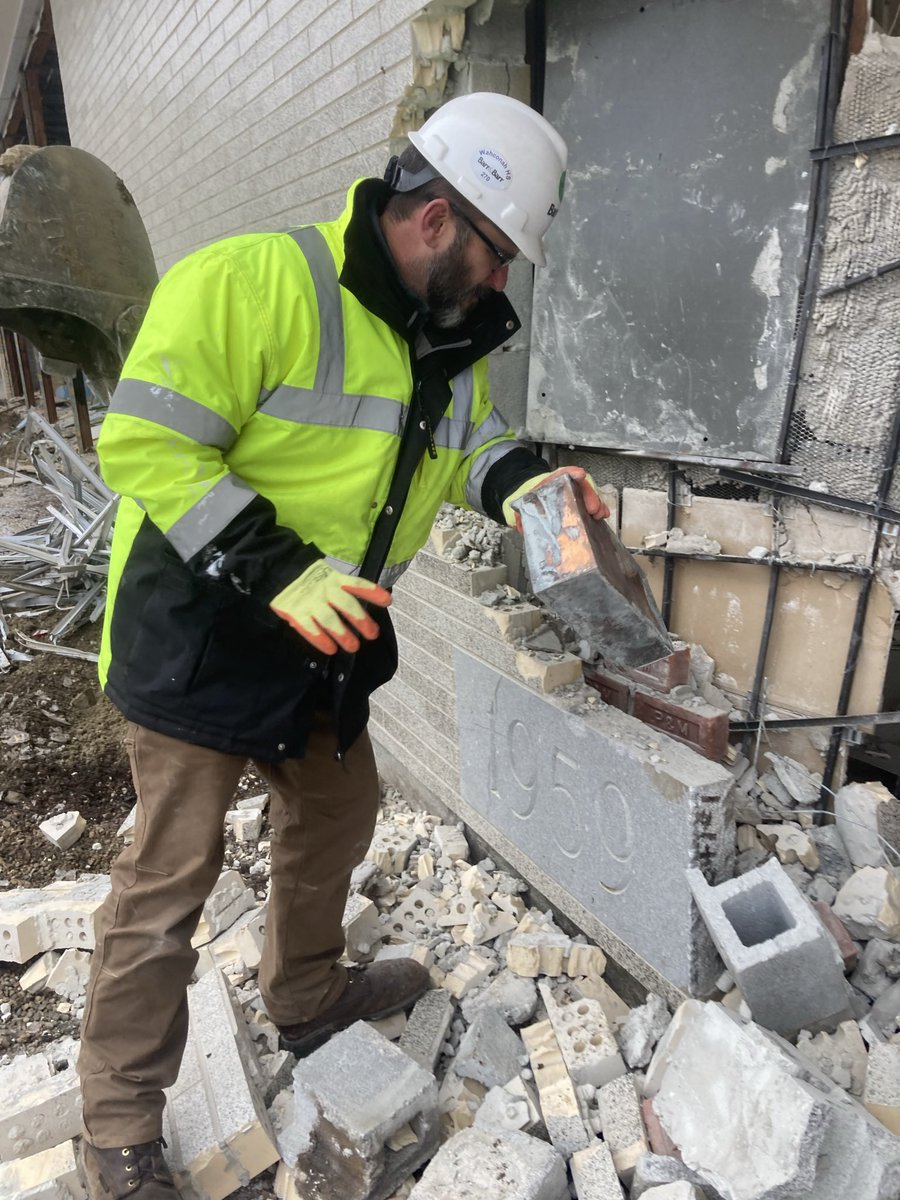 AaronRobb5's tweet photo. During demo of the original #Wahconah, we discovered a time capsule buried behind the cornerstone from 1959. Today we opened it! We will have video of the big reveal along with historical commentary available soon! Stay tuned 👍@WRHSBldgProject @wahconahrhs https://t.co/IwXk8VDXFC