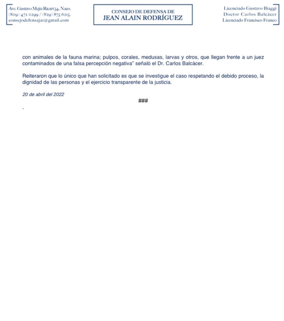 defensajar's tweet photo. Consejo de Defensa Jean Alain Rodríguez afirma Ministerio Público mintió a la prensa sobre el amparo interpuesto sobre nombre Medusa. https://t.co/qwiekddU7u
