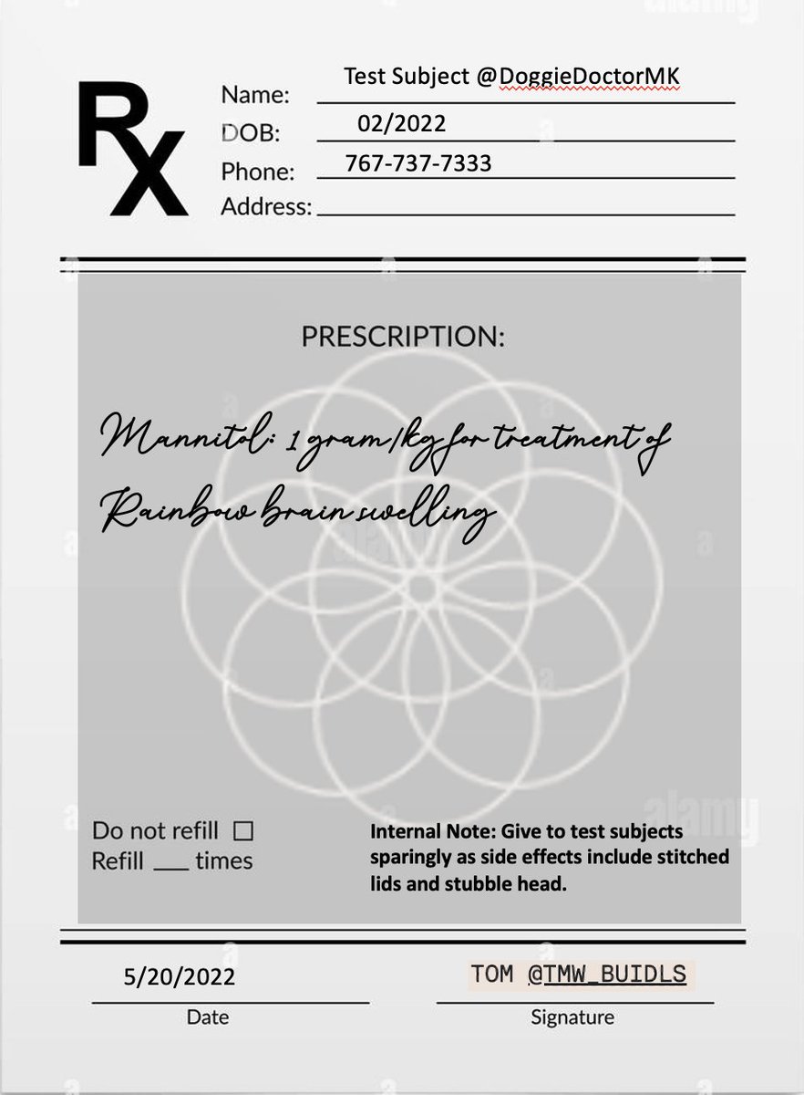 DoggieDoctorMK's tweet photo. As requested, I have faxed your script for the subjects Dr. @tmw_buidls. We have limited supply of the below so please prioritize use.  @ThePossessedNFT @whatthefurr  #Pssssd #pssssdtestsubject #pssssdfanart #posse https://t.co/GLGXHPnvwm