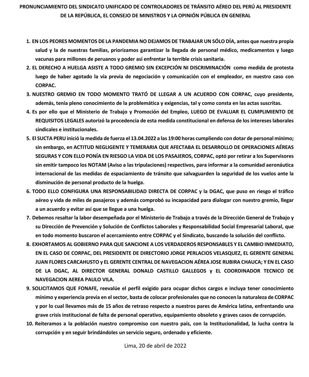 SuctaP's tweet photo. El Sucta Perú se pronuncia ante el Presidente de la República, Concejo de Ministros y opinión publica en general. 
Siempre mantuvimos el dialogo y apertura para buscar la solución a nuestros pedidos.
Leer más en el siguiente enlace.
https://t.co/eK7PA1QofF https://t.co/2wpFmtmn9t