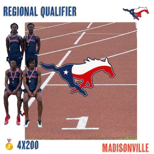 Congratulations to Blessing Ngene/Ronnie Mosley/Jeramiah Burns/Devin Wheaton/Lorenzo Johnson for being Area Champions in the Boys 4x200. <a href="/BlessingNgene_/">Blessing“𝔅𝔦𝔩𝔩”Ngene</a> <a href="/burns_jeramiah/">Jeramiah Burns</a> <a href="/ronnie72364837/">Ju 🏈❤️💪🏾🌏</a> <a href="/TheLorenzoJr/">L.J. Johnson Jr</a> <a href="/MCISDAthletics/">Madisonville Tx Athletics</a> <a href="/MadisonvilleMet/">Madisonville Meteor</a> <a href="/CoachBradTaylor/">Brad Taylor</a> @tarsha_06