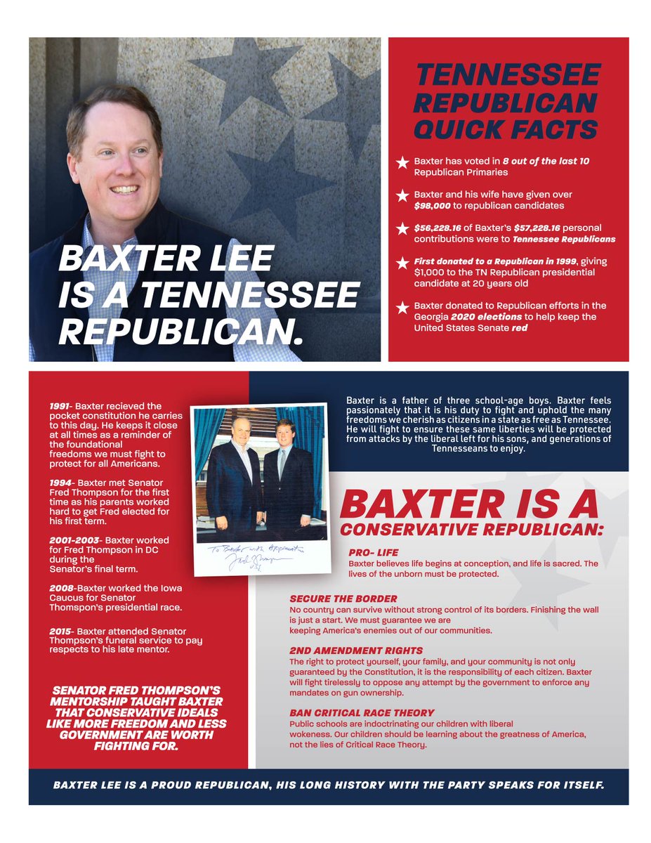 I voted 9 out of 11 R primaries ~$100k to TN Republicans Worked for Fred Thompson I was as shocked as anybody to find out the @TNGOP doesn't consider me to be a Republican I’ve worked for R’s my whole life I will continue to get R’s elected stay tuned for what’s next