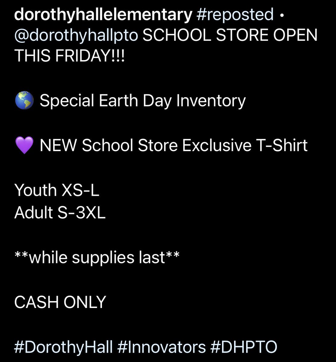 DHallElementary's tweet photo. School Store this Friday!  While supplies last. #DorothyHall #Innovators https://t.co/XiRmJEnHy3