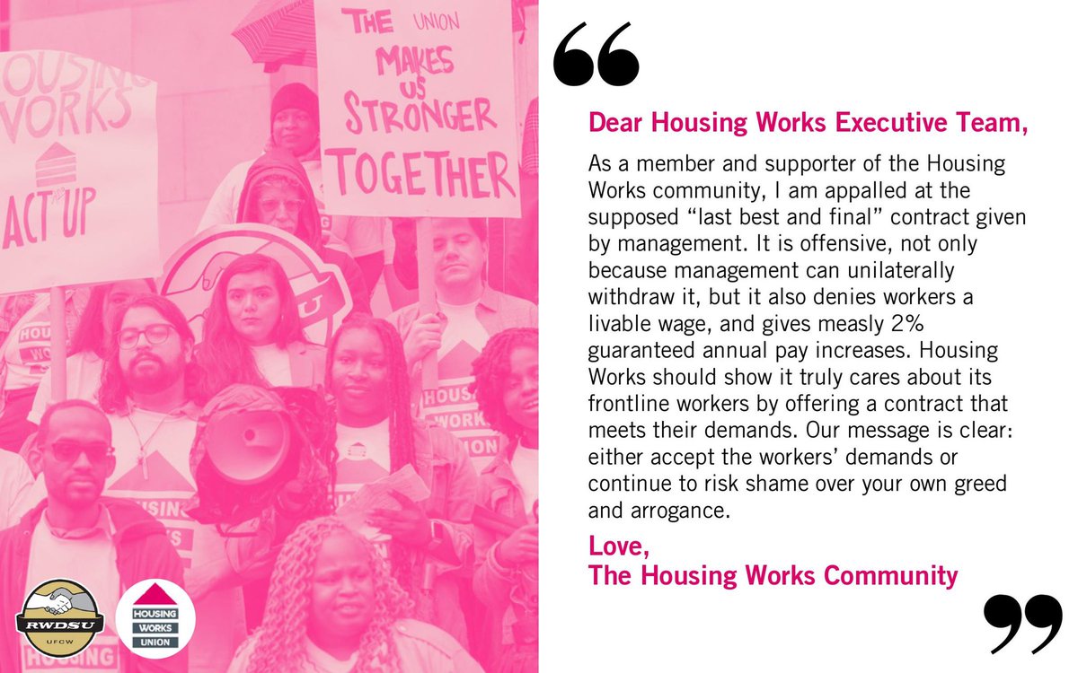 Proud to stand with @RWDSU and the @HousingWorks frontline workers, who deserve a fair wage increase. 2% is not sufficient and @HousingWorksUnion deserve a livable wage and a fair first contract #FixHousingWorks @hworksunion