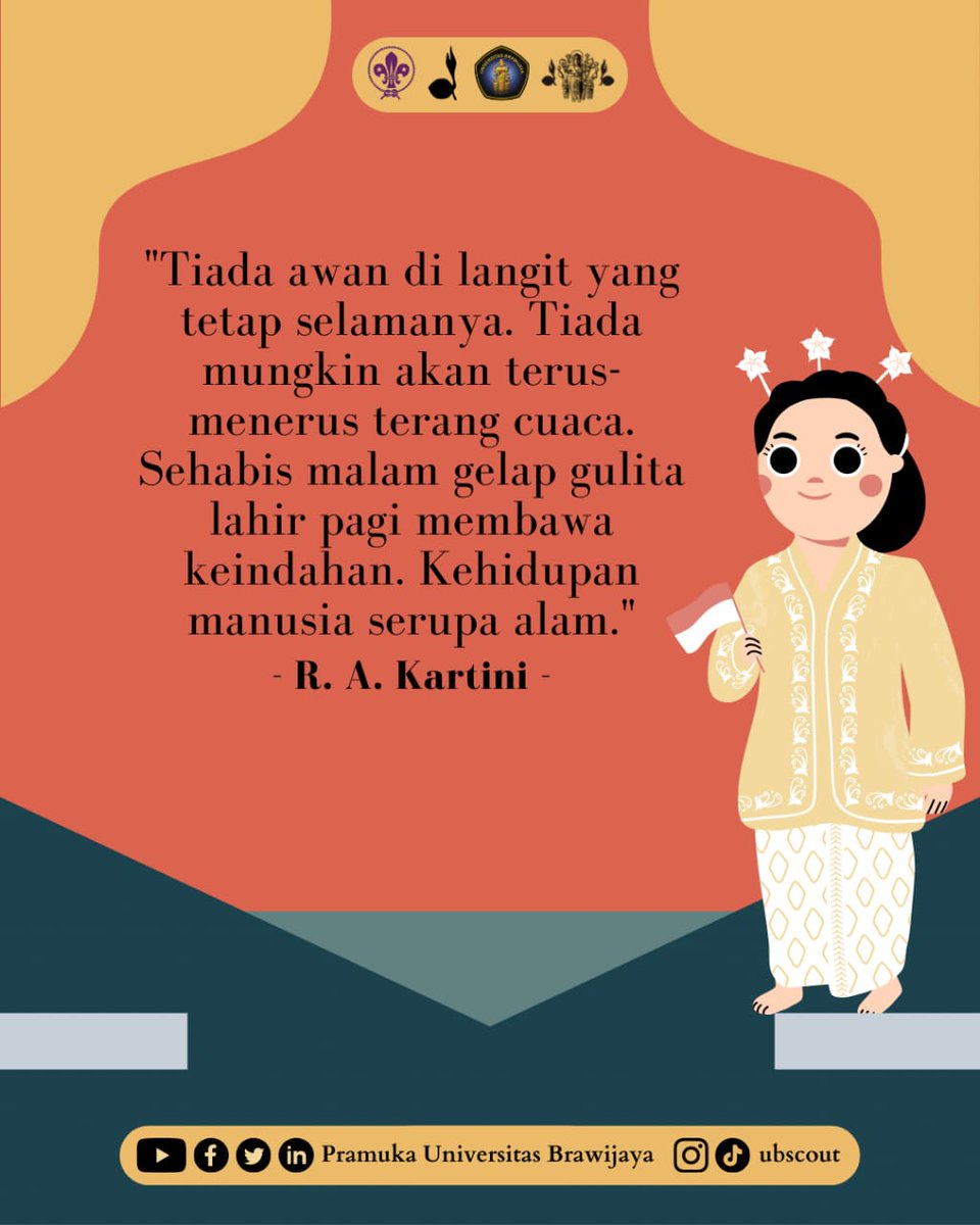 UBscout's tweet photo. [ PERINGATAN HARI KARTINI ]

Hello Genk!

“Habis Gelap Terbitlah Terang”

Semoga perjuangan Kartini yang luar biasa dapat menjadi cahaya terang yang mampu menginspirasi jiwa-jiwa wanita dalam menjalani hidup penuh rintangan.

#UBScout
#WeAreDifferent https://t.co/8zYer8tnCD