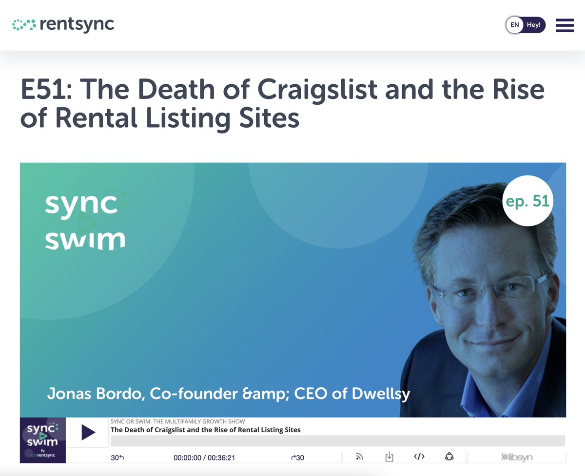 Check out the most recent episode of Sync or Swim by <a href="/teamrentsync/">Rentsync</a> , where our CEO Jonas Bordo had the privilege of speaking on the fall of Craigslist and the rise of rental listing sites! - hubs.ly/Q018wWY20