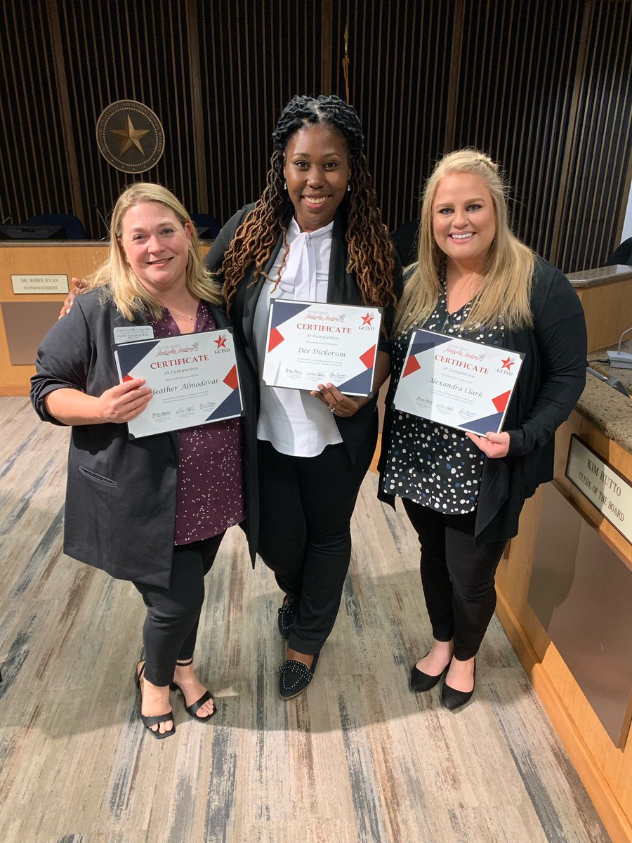 DRDickerson2's tweet photo. I officially graduating from the first Future Ready Leadership Academy. It was great working and presenting alongside with Heather &amp; Alex on our Capstone Project! 
A special thanks to @LNormTeach, @DrG_TylerISD, and @Shiver_GCISD for the opportunity! https://t.co/W2u9hdY9Cm