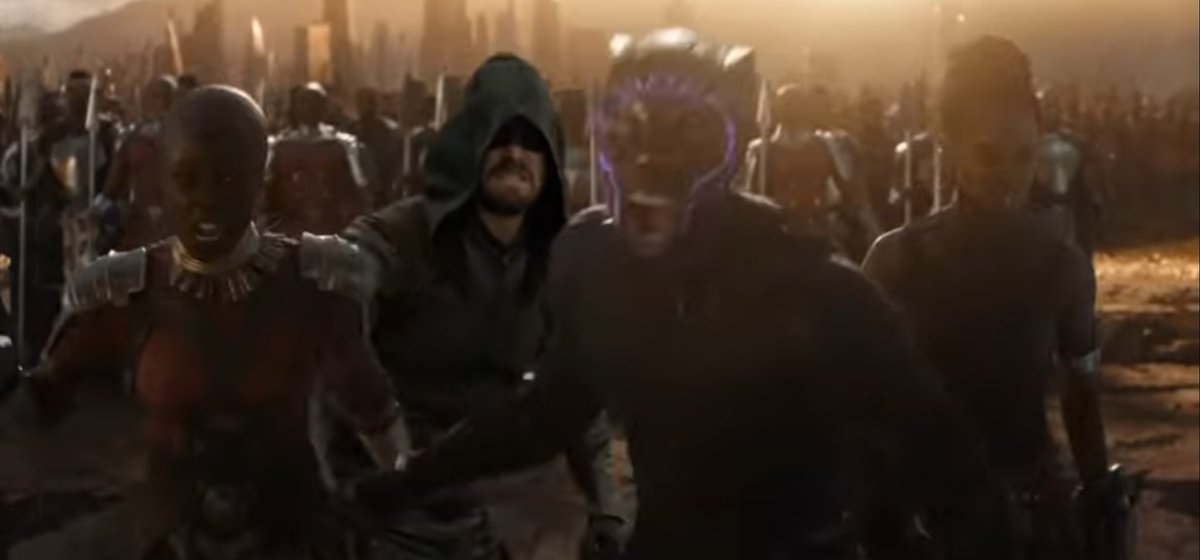 awilisch's tweet photo. This looks suspiciously like @StephenAmell in the final Avengers battle. Did the Green Arrow defend the multiverse? https://t.co/t5ooaAsir1