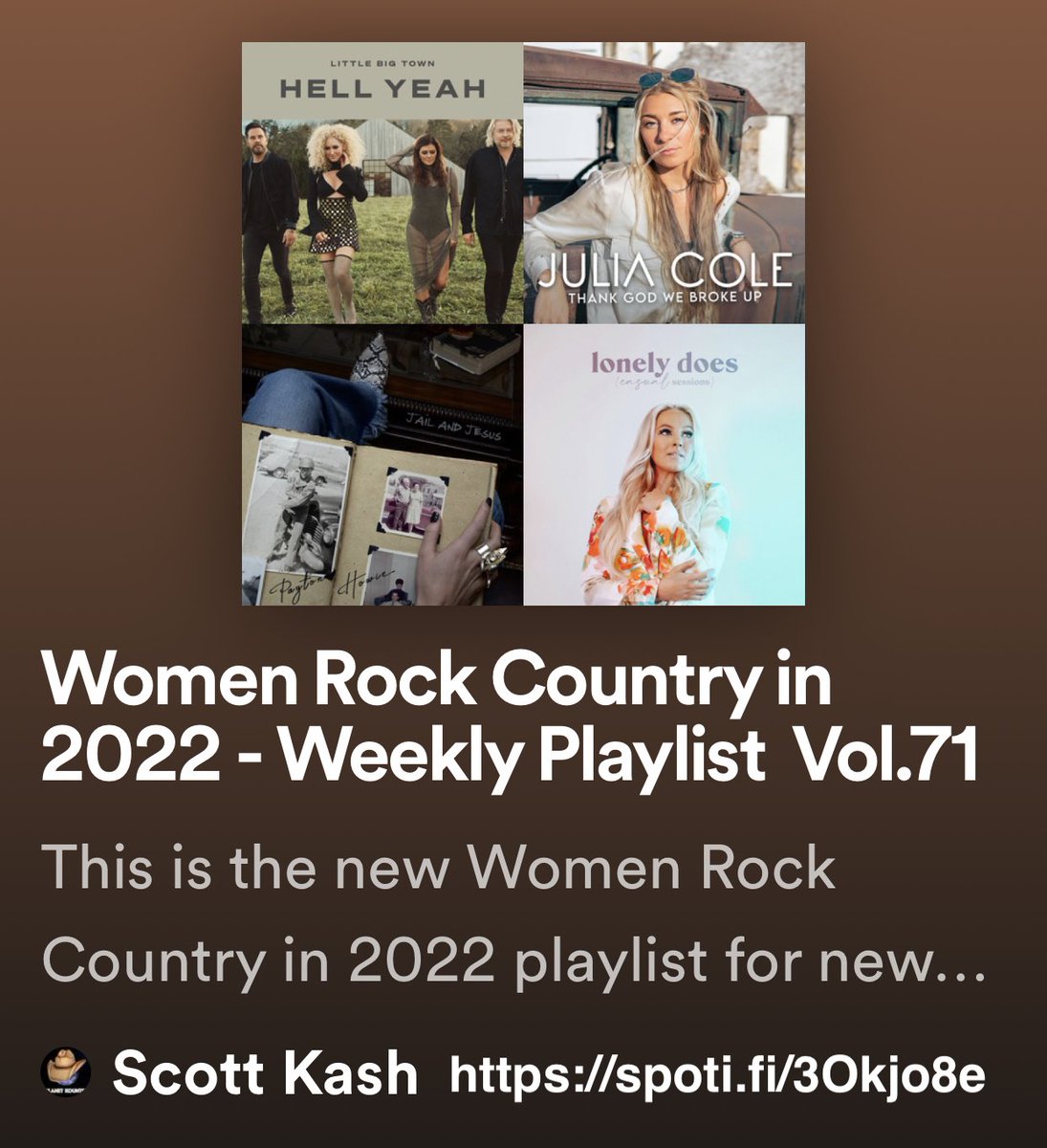 Here’s the new #WomenRockCountry in 2022 playlist for the new releases by
<a href="/Jilliansteeles/">Jillian Steele</a>
#AliciaViani
#JennyBerkel
#SavannahBleu
#SteffiJeraldo
#LauraLaCross
+MORE

#Spotify
spoti.fi/3Okjo8e

#NewMusicRelease #CountryMusic2022
