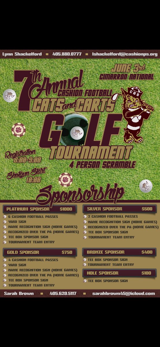 Cashion Football Cats and Carts Golf Tournament (@AllCashion) on Twitter photo 2022-04-21 02:54:18