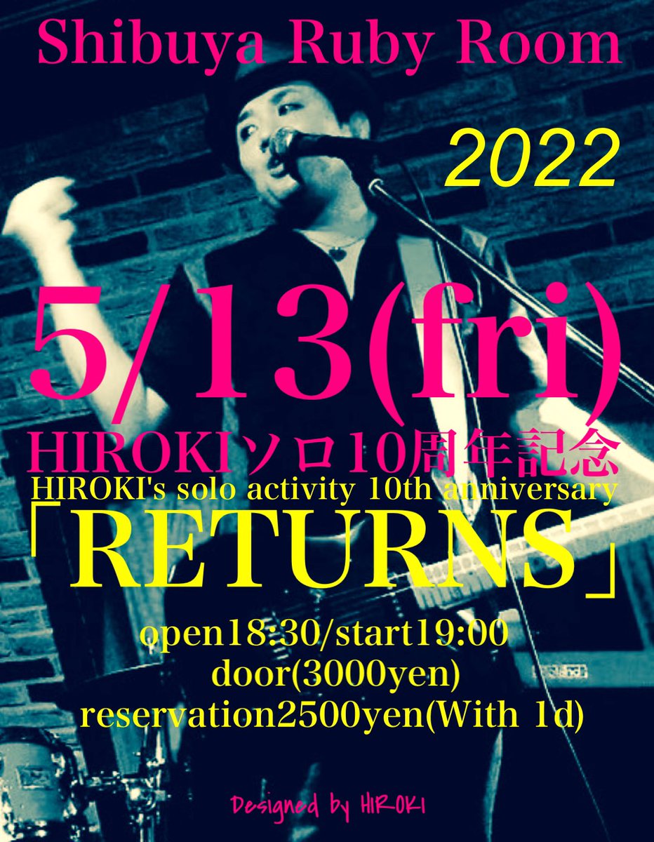 hirokiuchiyama's tweet photo. 重要‼️【5/13(金)のLIVEの詳細です‼️】⬇️
https://t.co/dUOvj8i1kB
今年に入って初のLIVEは5/13(金)に渋谷Ruby Roomで行います。
2/20に中止になったソロ10周年記念のワンマンLIVEの内容を「リニューアル」したLIVEです。感染症予防対策万全、新曲多めで、最高のLIVEを披露します。
ご予約はお早めに❗️ https://t.co/xMiX8vxboM