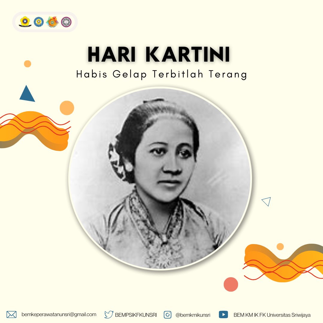 [HARI KARTINI] 
Selamat Hari Kartini untuk seluruh perempuan di Indonesia. Jadilah pelita yang tak pernah padam dan selalu bersinar dengan kecerdasan yang dimiliki.
__
Dinas Informasi dan Komunikasi
BEM KM IK FK Unsri 2022
#InfokomVarsena
#KabinetVarsena
#SatuMimpiSatuTujuan
