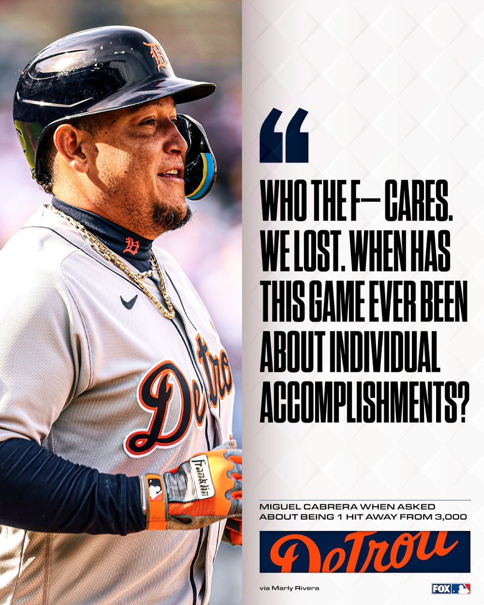 Miguel Cabrera after being one hit away from 3,000 👀