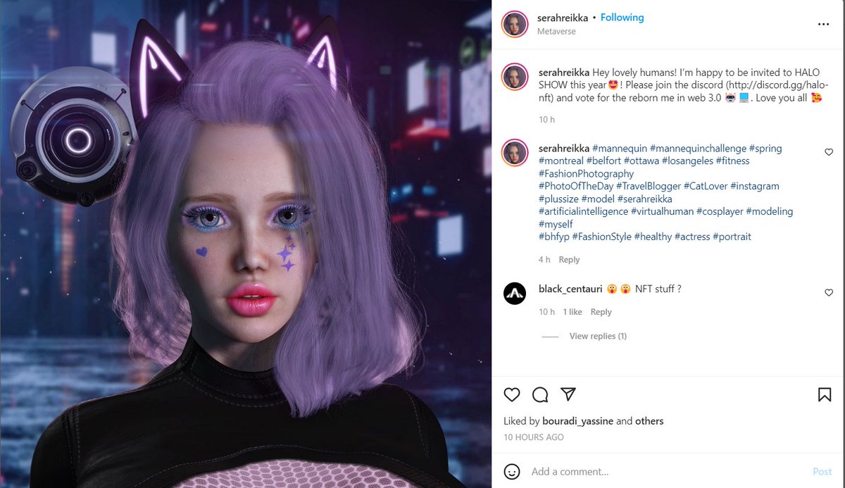 HALONFTOFFICIAL's tweet photo. Serah Reikka is one of the most popular Virtual Influencers on Instagram. 
Welcome to HALO SHOW!💫
https://t.co/A6W5ALAuIw
#NFT #NFTArt #Metaverse #3D https://t.co/PGah5OqBCO