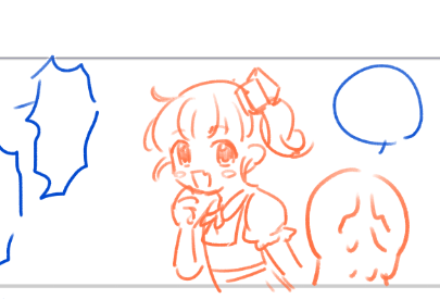 これはネームで簡略化された茶釜さんと100%手癖で描いた美少女ゲームのキャラクター 