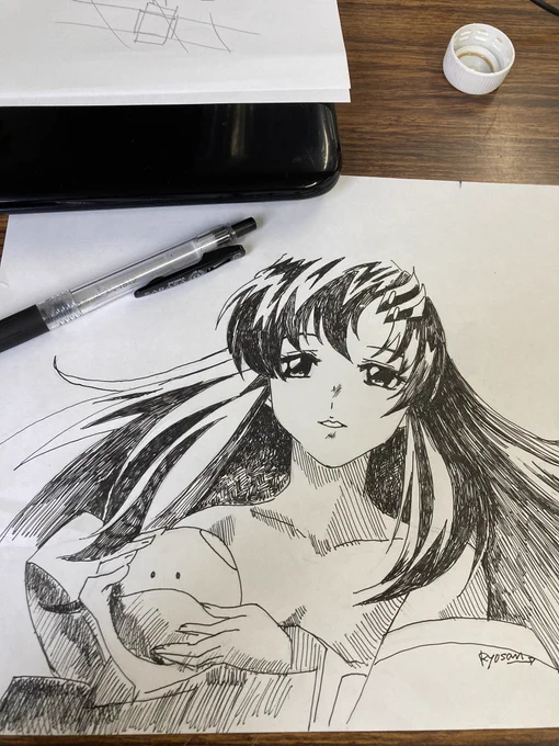 ラクス・クライン
ボールペン落書き(。˃ ᵕ ˂ )ノ))
#ボールペン落書き #模写
#ガンダムSEED #ラクス 
#ラクスクライン 