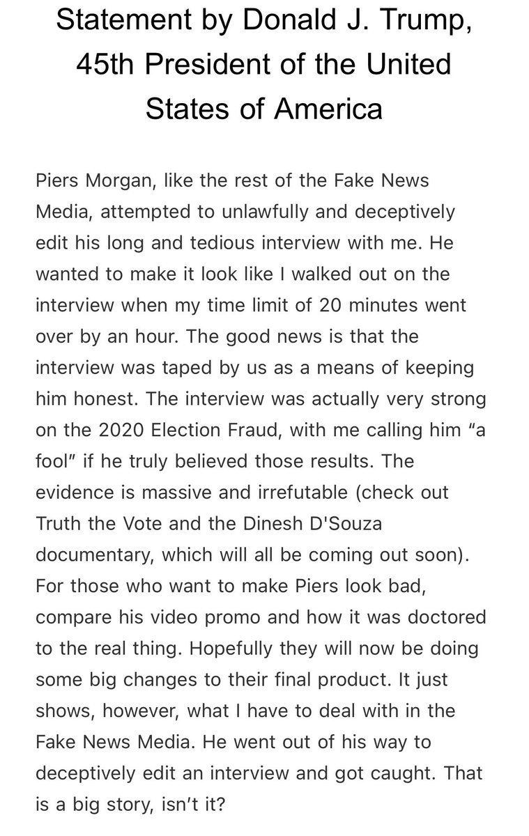 Statement by Donald J. Trump, 45th President of the United States of America