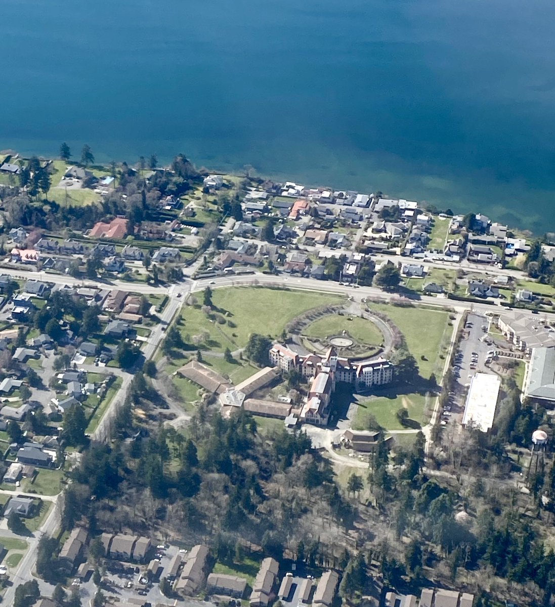 Recent aerial view of the #desmoinesmasonichome a #nrhp eligible property built in the mid-1920s. #Demolition permit has been submitted but an #environmentalimpactstatement will be required first. Public will have an opportunity to comment.
